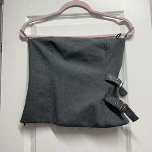 ZARA Gray Strapless Buckle Top
